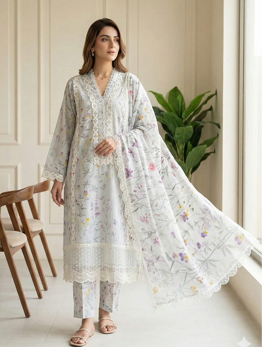 PLM-04  LAWN 3PC STITCHED