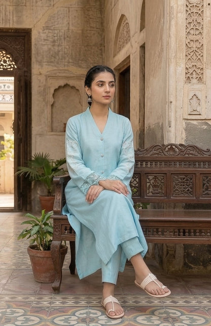 MLS-05 SILK 2PC STITCHED (SKY BLUE)