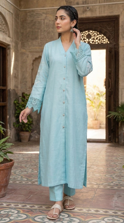 MLS-05 SILK 2PC STITCHED (SKY BLUE)