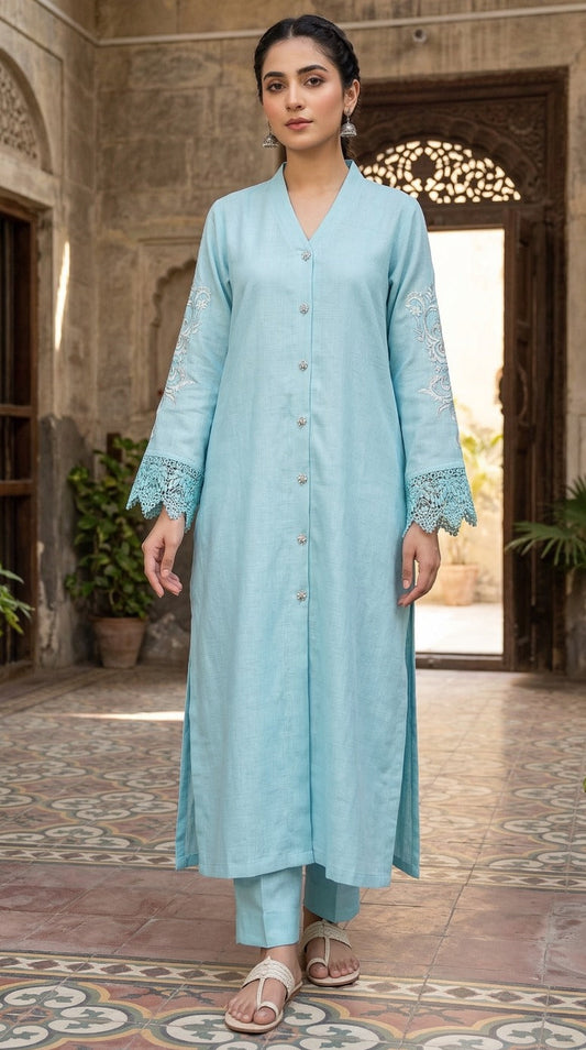 MLS-05 SILK 2PC STITCHED (SKY BLUE)