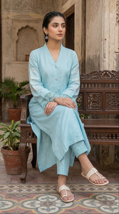 MLS-05 SILK 2PC STITCHED (SKY BLUE)