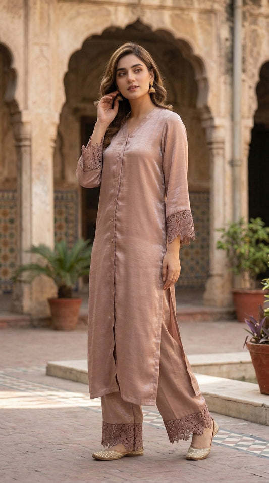 MLS-O5  SILK 2PC STITCHED (BROWN)
