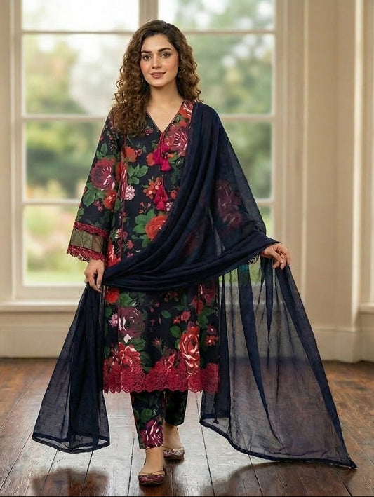 PLM-09 LAWN 3PC STITCHED