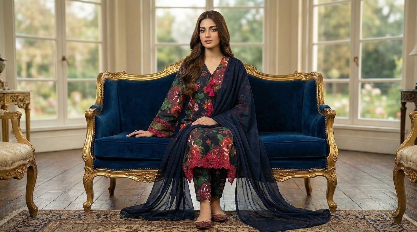 PLM-09 LAWN 3PC STITCHED