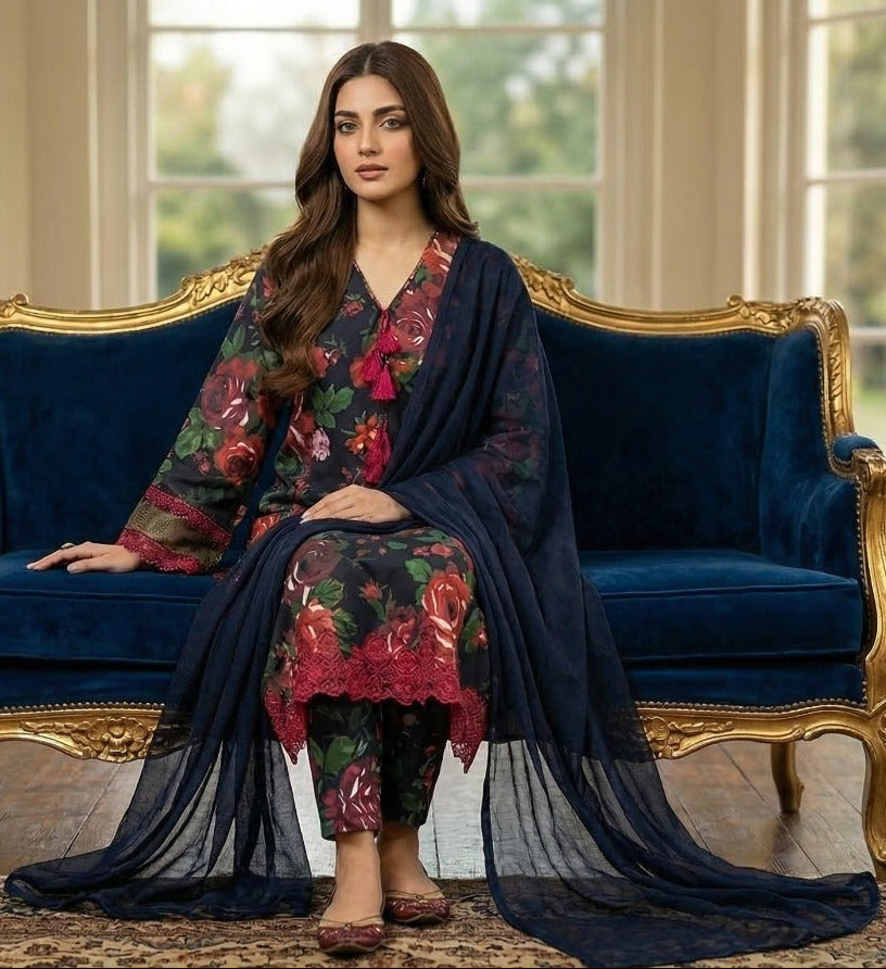 PLM-09 LAWN 3PC STITCHED